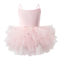 Thumbnail for Light pink glitter ballet tutu dress with thin straps on a white background