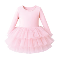 Thumbnail for Pink long sleeved ballet tutu dress on a white background
