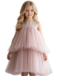 Thumbnail for Girls Tiered Tulle Dress Formal Dress For Wedding Birthday Kids Christmas Ceremonies Dresses For Girls Lace Tutu Flower Girls Dress