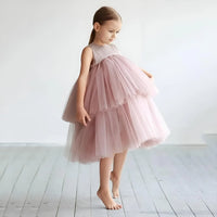 Thumbnail for Girls Tiered Tulle Dress Formal Dress For Wedding Birthday Kids Christmas Ceremonies Dresses For Girls Lace Tutu Flower Girls Dress