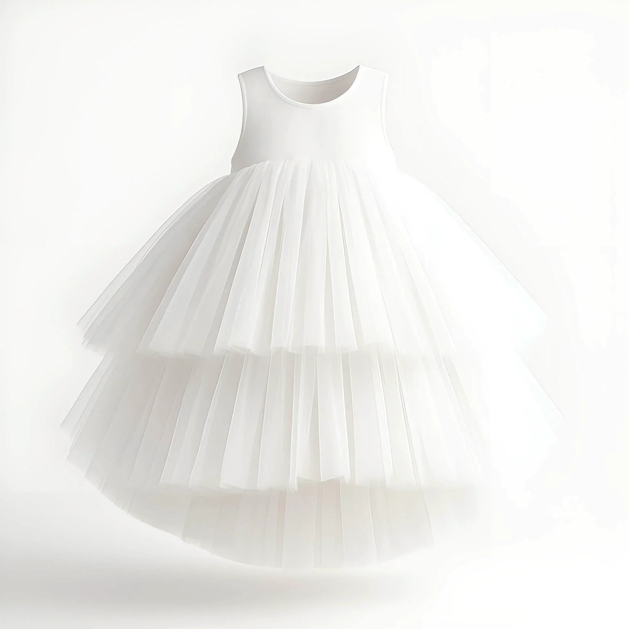 White tulle dress on a white background