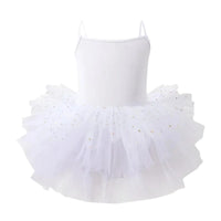 Thumbnail for White glitter ballet tutu dress with thin straps on a white background