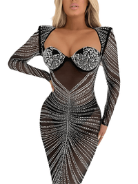 Thumbnail for Glitter Mesh Maxi Dress For Women Fashion Full Sleeve Sheath Sexy Club Long Black Evening Dress -, Dresses , Drestiny , Australia, Black, Canada, L, Long Sleeves, M, Maxi Dresses, New Zealand, S, United Kingdom, United States, XL, XXL , Drestiny , www.shopdrestiny.com