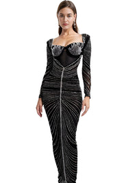 Thumbnail for Glitter Mesh Maxi Dress For Women Fashion Full Sleeve Sheath Sexy Club Long Black Evening Dress -, Dresses , Drestiny , Australia, Black, Canada, L, Long Sleeves, M, Maxi Dresses, New Zealand, S, United Kingdom, United States, XL, XXL , Drestiny , www.shopdrestiny.com