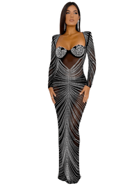 Thumbnail for Glitter Mesh Maxi Dress For Women Fashion Full Sleeve Sheath Sexy Club Long Black Evening Dress -, Dresses , Drestiny , Australia, Black, Canada, L, Long Sleeves, M, Maxi Dresses, New Zealand, S, United Kingdom, United States, XL, XXL , Drestiny , www.shopdrestiny.com