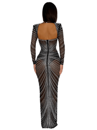 Thumbnail for Glitter Mesh Maxi Dress For Women Fashion Full Sleeve Sheath Sexy Club Long Black Evening Dress -, Dresses , Drestiny , Australia, Black, Canada, L, Long Sleeves, M, Maxi Dresses, New Zealand, S, United Kingdom, United States, XL, XXL , Drestiny , www.shopdrestiny.com