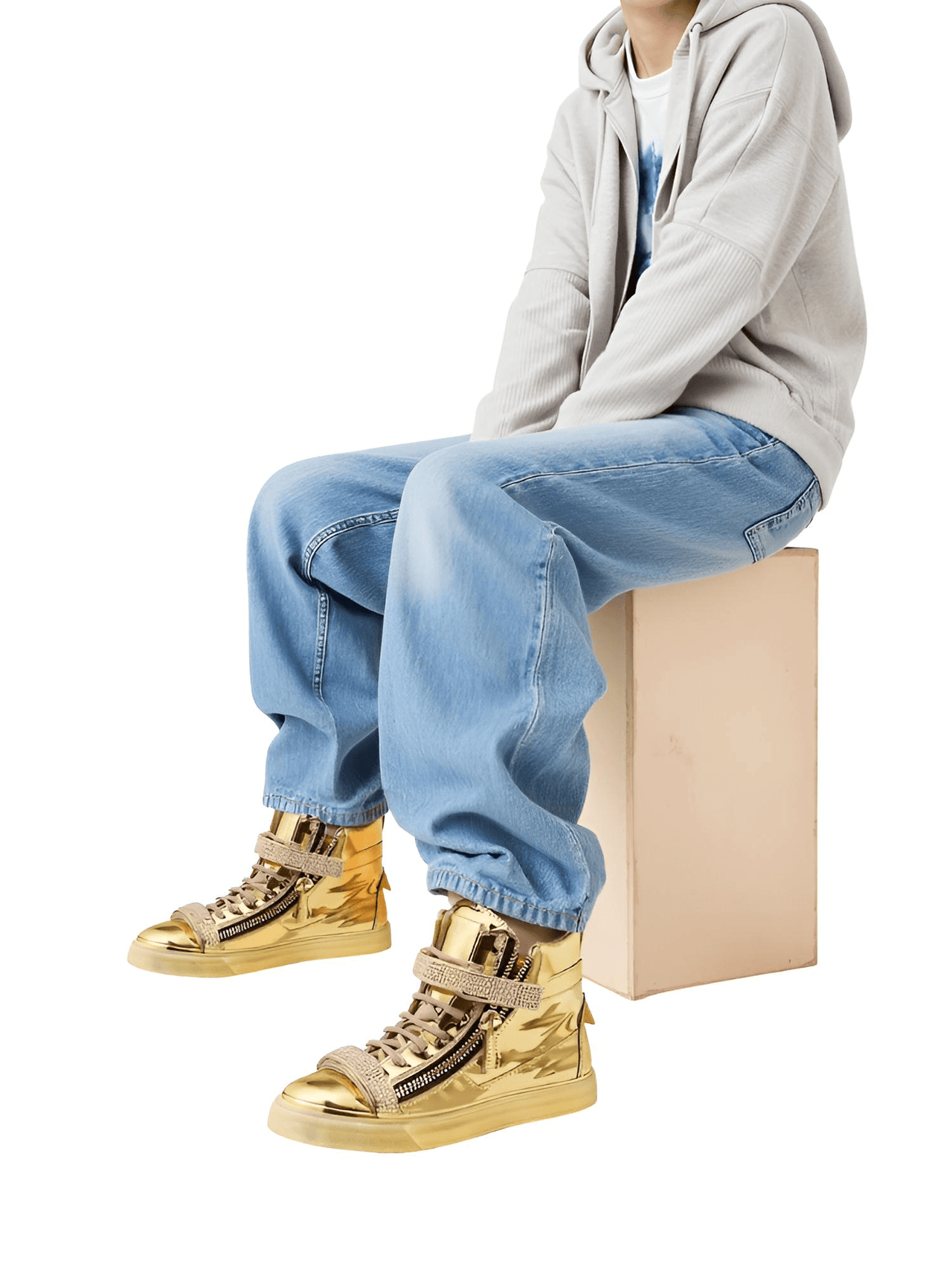 Gold Mirror High-Top Sneakers, Drestiny, Sneakers, Gold, United States, USA, Canada, Australia, New Zealand, United Kingdom, UK, 7, 7.5, 8, 8.5, 9, 10.5, 11, gold mirror high top sneakers, men's gold mirror high top sneakers, shiny gold high top sneakers, metallic gold high top sneakers, shopdrestiny.com