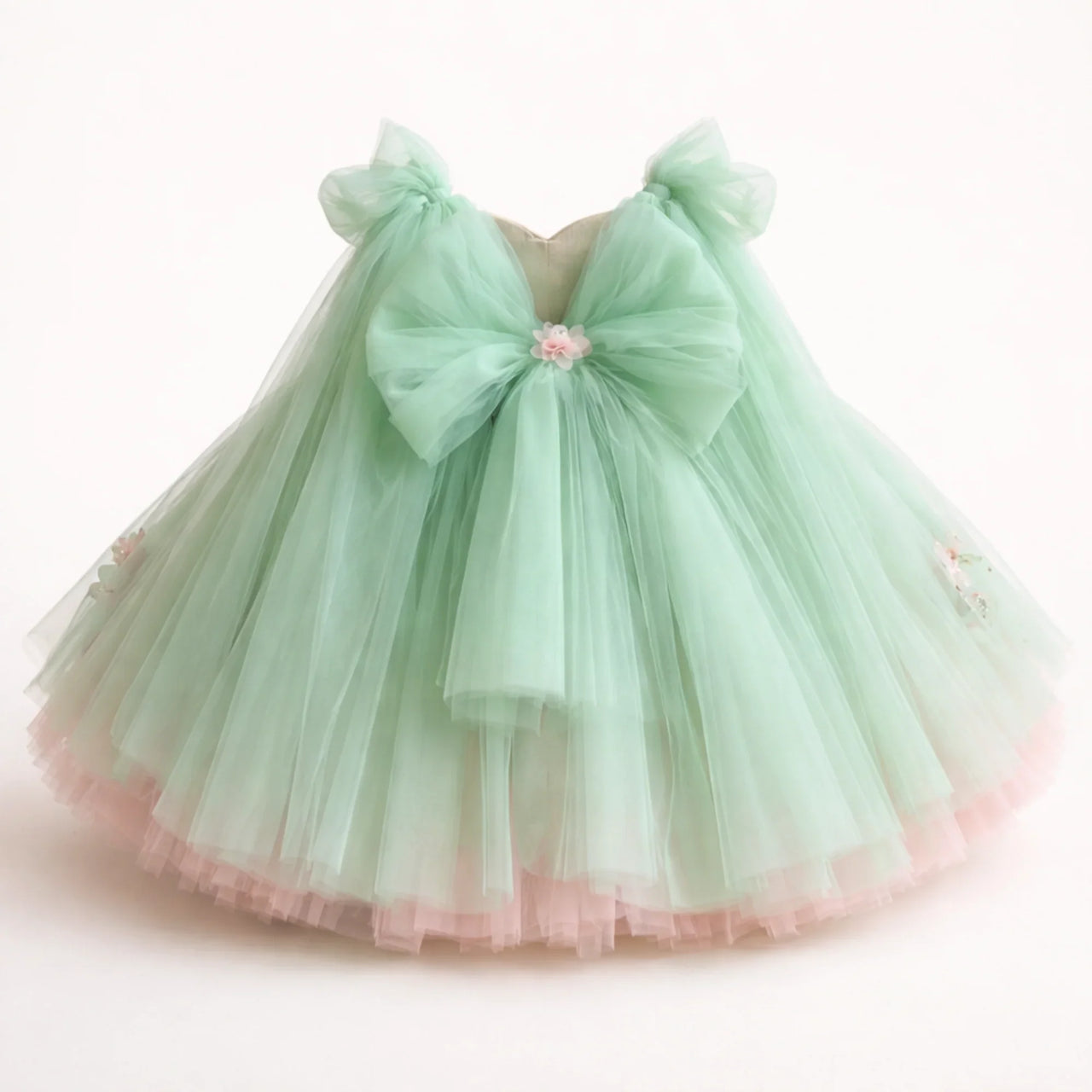 Gorgeous Girl's Embroidered Flower Dress With Big Bow Back