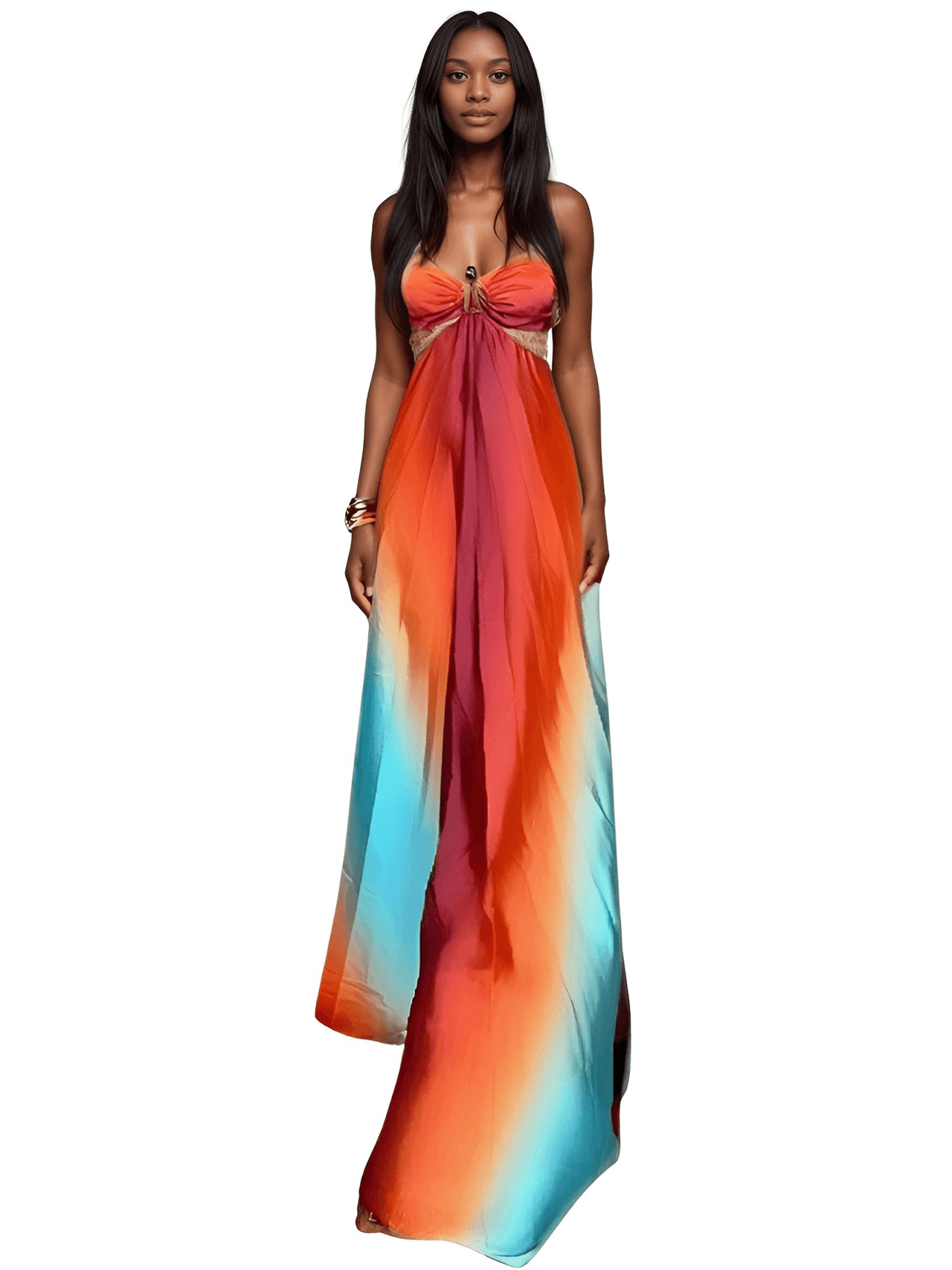 Gradient Hollow Out Women's Summer Maxi Dresses Elegant Off Shoulder A-Line Hem Long Dresses, Drestiny, Maxi Dresses, Strapless, Off Shoulder, Sleeveless, Orange, Blue, S, M, L, 4, 6, 8, 10, United States, USA, Canada, Australia, New Zealand, United Kingdom, UK, summer maxi dresses, beach maxi dresses, long summer dresses, bohemian maxi dresses, shopdrestiny.com