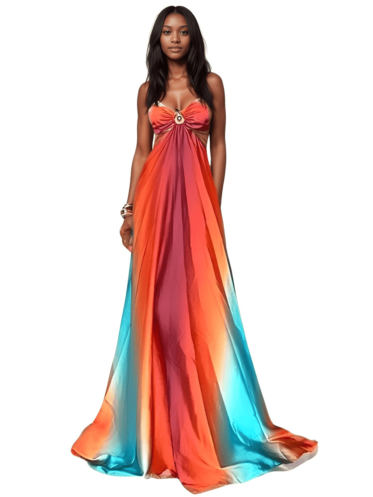 Gradient Hollow Out Women's Summer Maxi Dresses Elegant Off Shoulder A-Line Hem Long Dresses, Drestiny, Maxi Dresses, Strapless, Off Shoulder, Sleeveless, Orange, Blue, S, M, L, 4, 6, 8, 10, United States, USA, Canada, Australia, New Zealand, United Kingdom, UK, summer maxi dresses, beach maxi dresses, long summer dresses, bohemian maxi dresses, shopdrestiny.com
