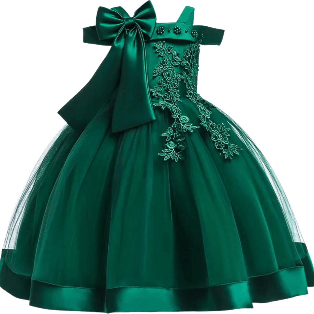 3–10 Years Kids Green Christmas Party Dresses For Girls