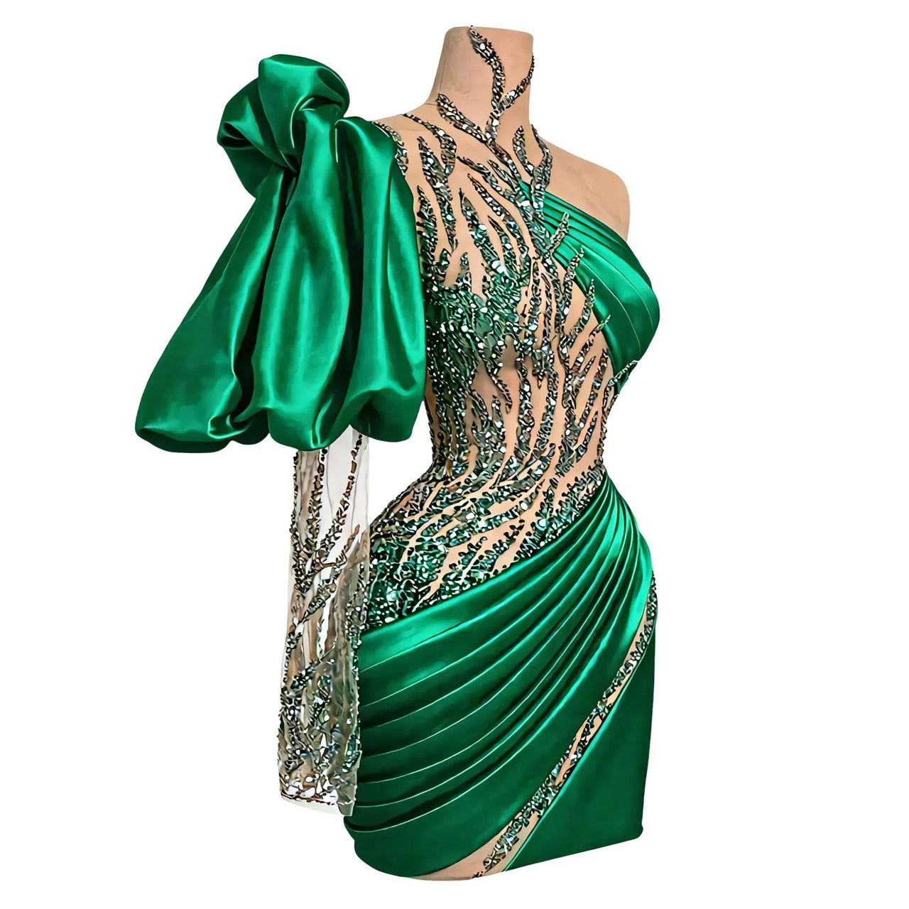 One-Shoulder Mini Crystal Gown Graduation Dresses