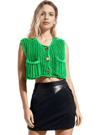 Thumbnail for Sleeveless Crop Sweater Vest Solid Loose Casual Sweater Vest Cable Knit Sweater Vest For Women -, Vests , Drestiny , Australia, Black, Brown, Canada, Cardigans, Dark Blue, Dark Brown, Green, L, Light Blue, M, Navy, New Zealand, Off White, Olive Green, Purple, Red, S, Sleeveless, Sweater Vests, Sweaters, United Kingdom, United States, Vests, White, Yellow , Drestiny , www.shopdrestiny.com