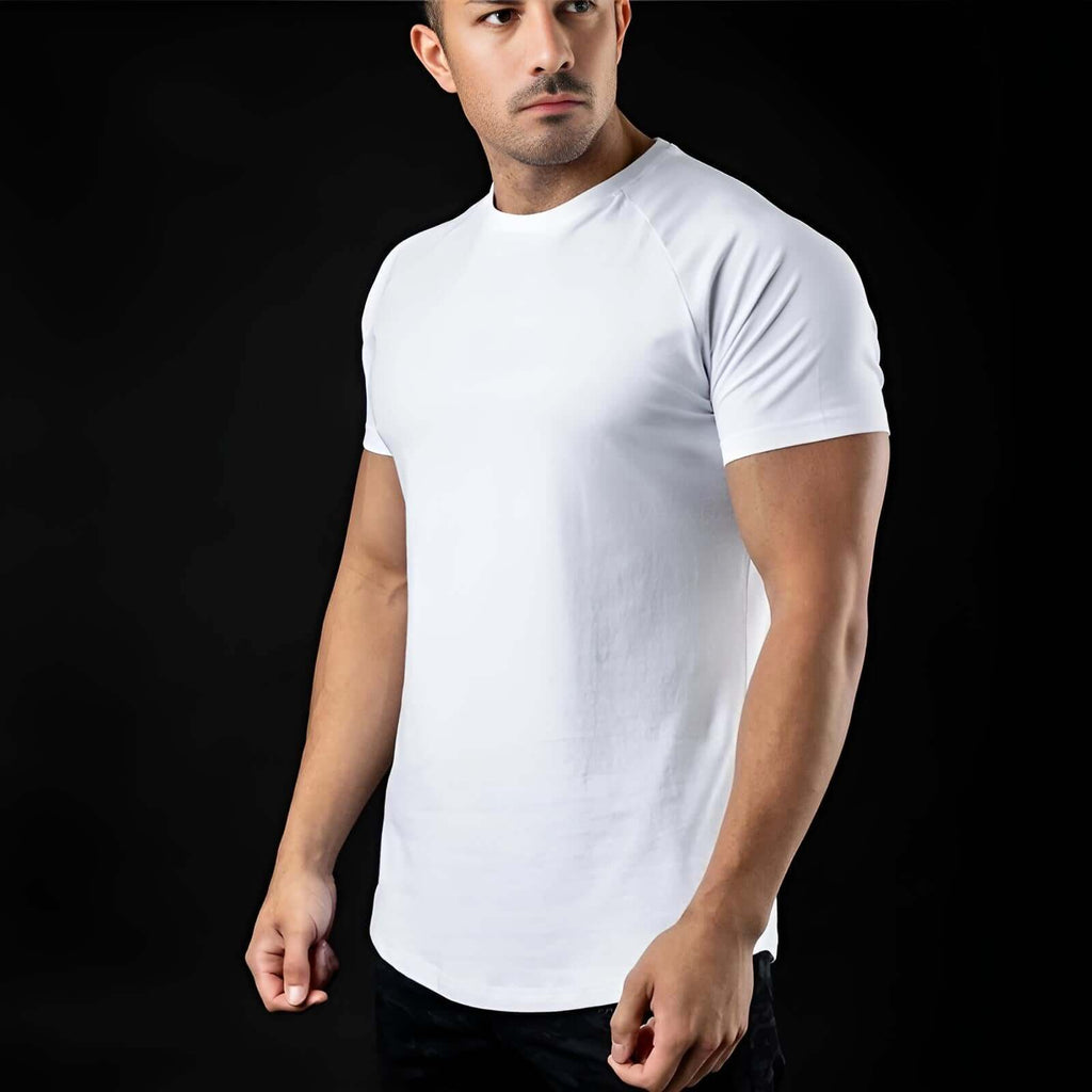Men's Cotton White Fitness T-Shirt Sizes M-2XL