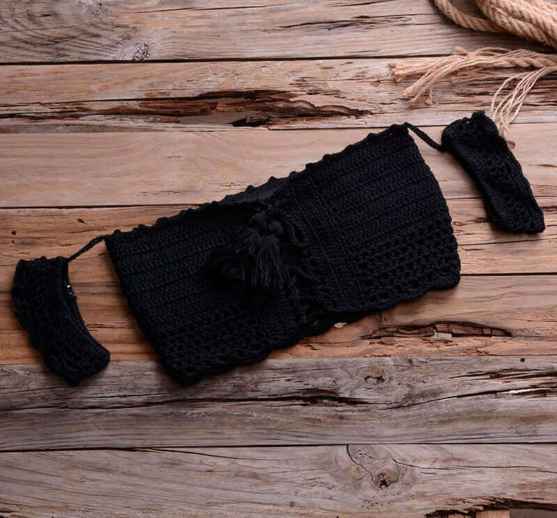 Black Crochet Off Shoulder Bandeau Top