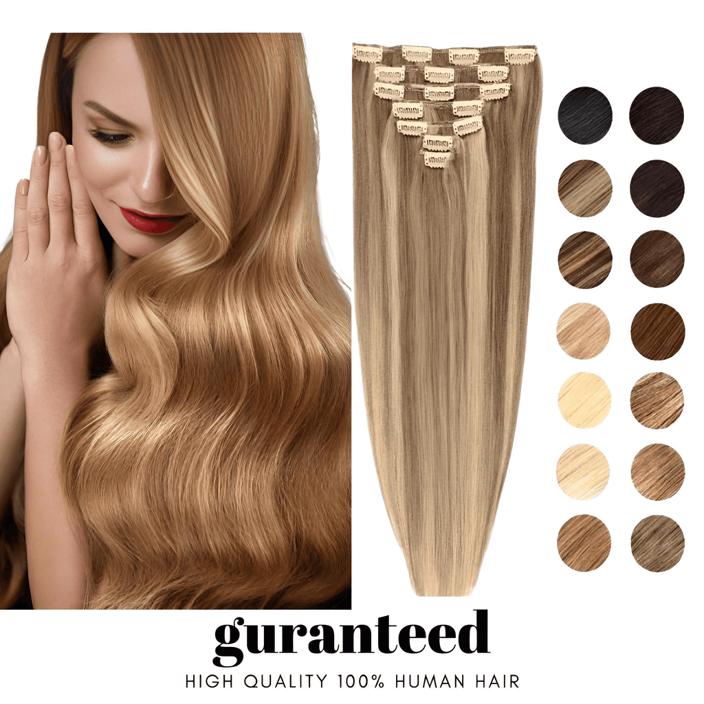 Get luscious locks with our Clip In Real Human Hair Extensions! Shop at Drestiny and enjoy free color matching, free shipping, and tax covered. Save up to 50% off!