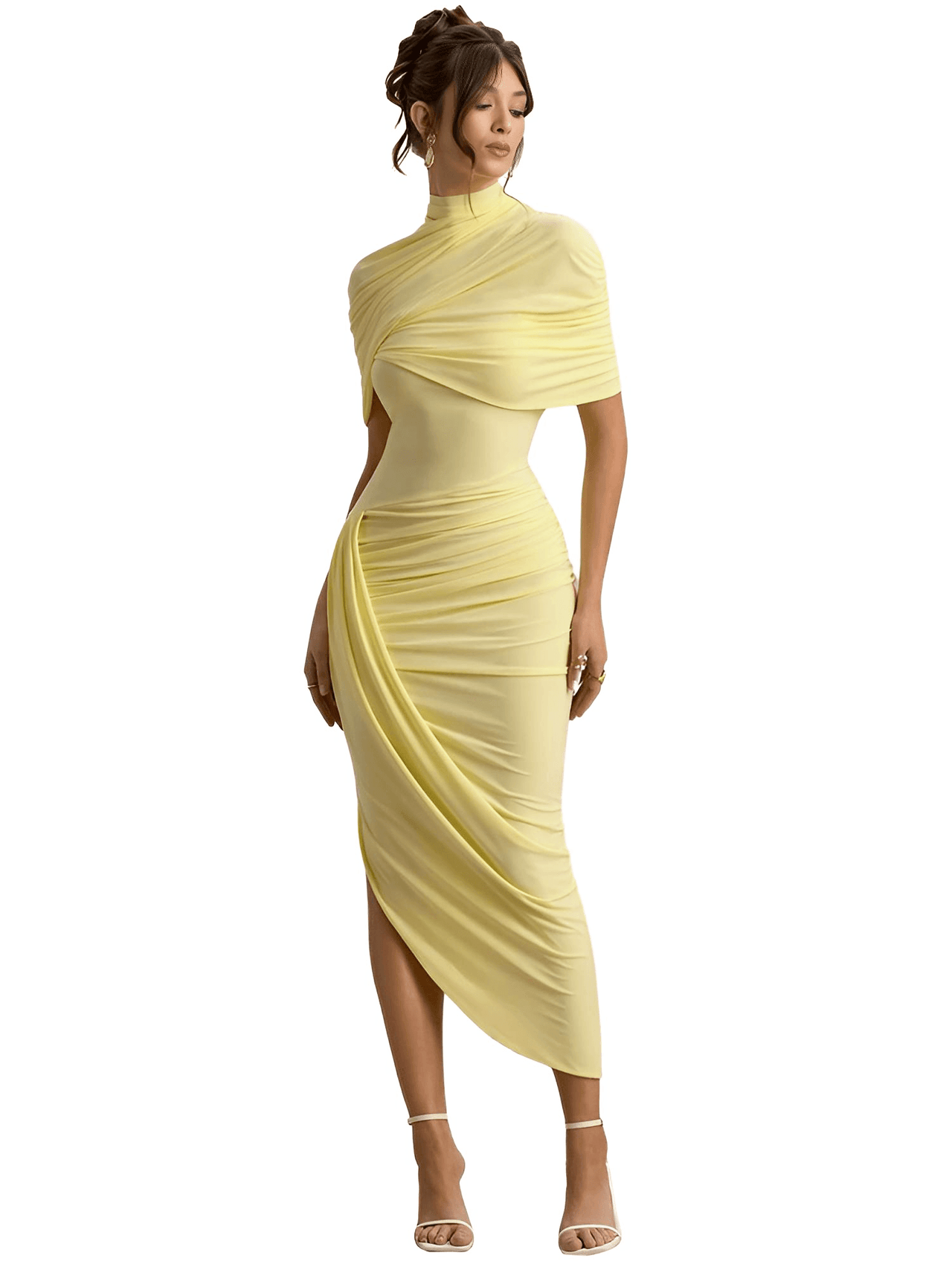 Half Sleeve Women's Backless Ruched Maxi Dress Summer Slim High Waist Evening Club Party Long Dress, Dresses, Midi Dresses, Short Sleeves, Ankle Length Dresses, Yellow, White, Red, S, M, L, 4, 6, 8, 10, United States, USA, Canada, Australia, New Zealand, United Kingdom, UK, backless ruched maxi dress, open back ruched maxi dress, sexy backless ruched maxi dress, shopdrestiny.com