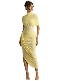 Thumbnail for Half Sleeve Women's Backless Ruched Maxi Dress Summer Slim High Waist Evening Club Party Long Dress, Dresses, Midi Dresses, Short Sleeves, Ankle Length Dresses, Yellow, White, Red, S, M, L, 4, 6, 8, 10, United States, USA, Canada, Australia, New Zealand, United Kingdom, UK, backless ruched maxi dress, open back ruched maxi dress, sexy backless ruched maxi dress, shopdrestiny.com