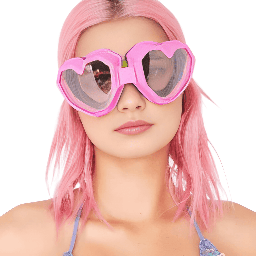 Pink Heart Shaped Goggle Sunglasses