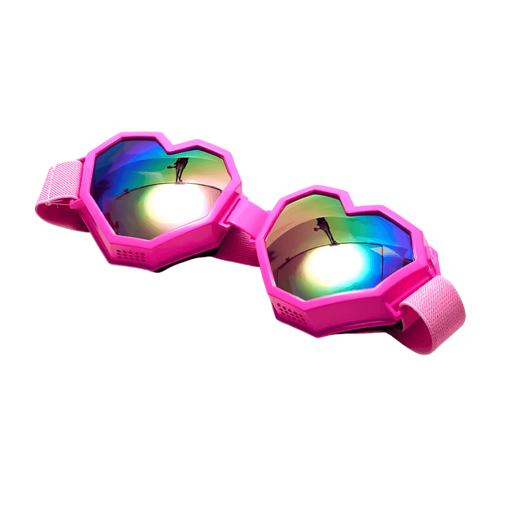 Pink Rainbow Heart Shaped Goggle Sunglasses
