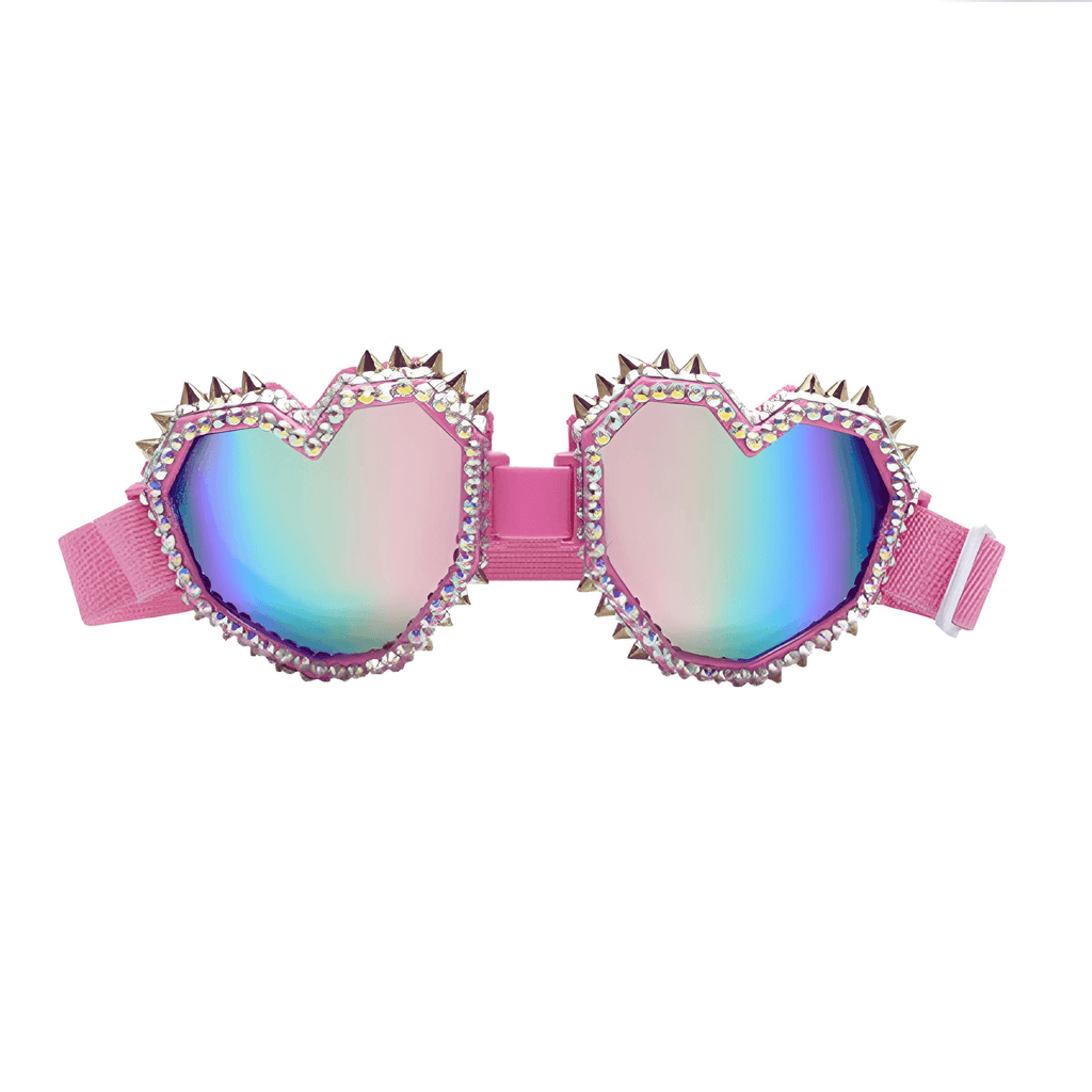 Pink Heart Shaped Goggle Sunglasses With Spikes