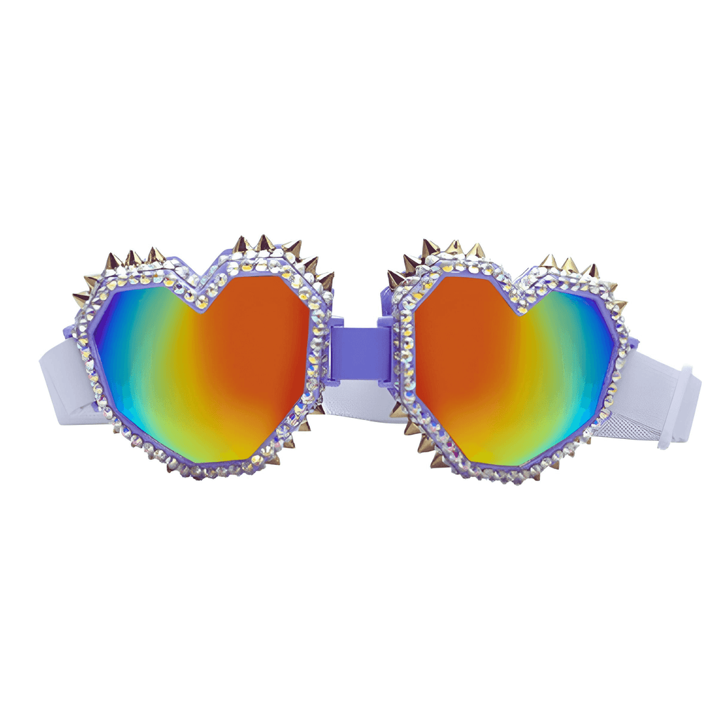 Purple Heart Shaped Goggle Sunglasses With Spikes