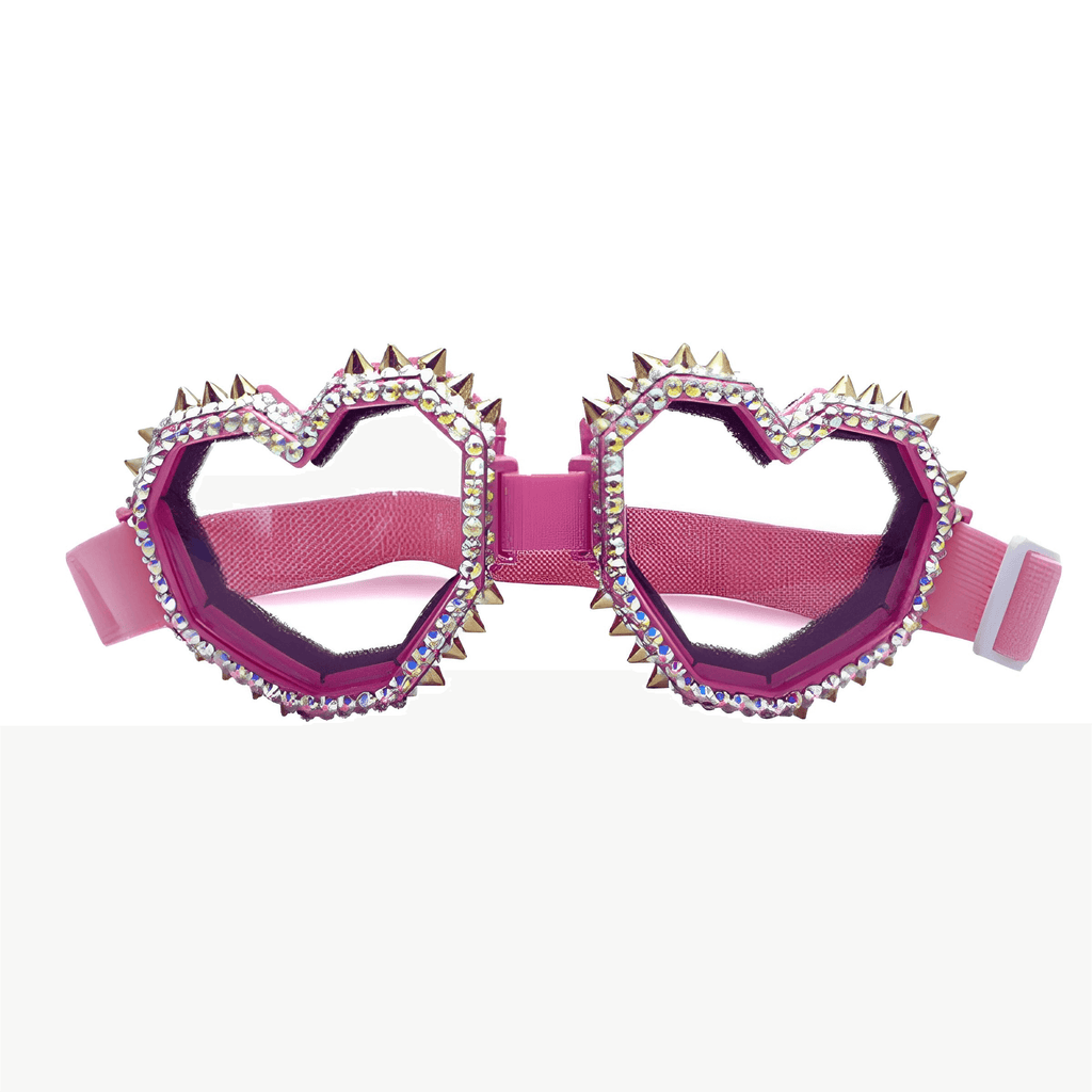 Pink Heart Shaped Goggle Sunglasses With Spikes 