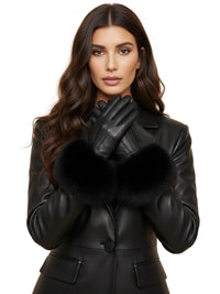 Thumbnail for High-End Women's Real-Fur Leather Gloves Touch Screen Natural Leather Sheepskin Driving Winter Warm Plush Thick Mink Fur
