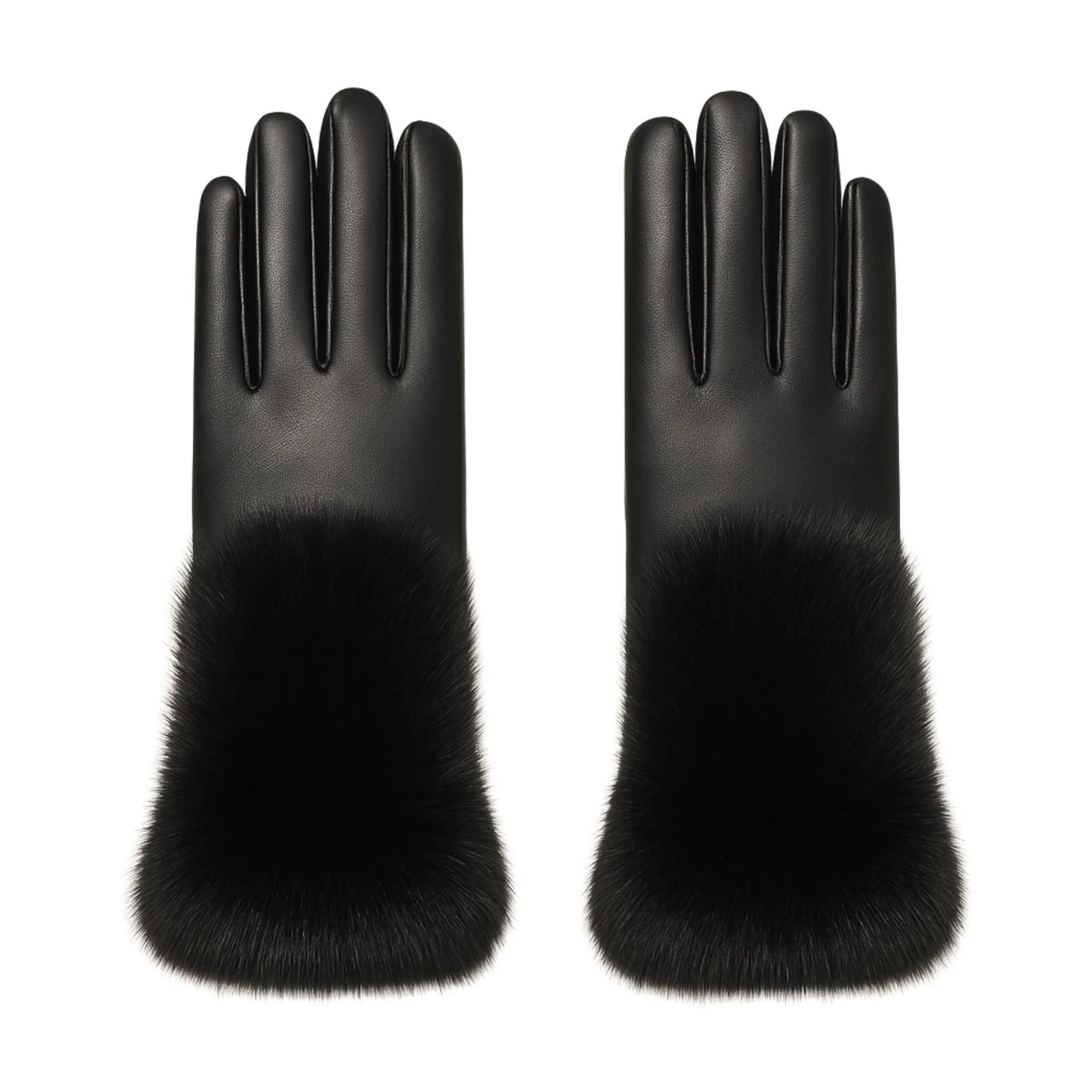 High-End Women's Real-Fur Leather Gloves Touch Screen Natural Leather Sheepskin Driving Winter Warm Plush Thick Mink Fur