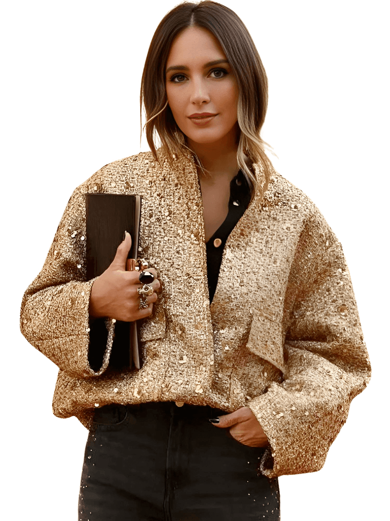 Shop Drestiny for the ultimate high fashion shiny sequin gold jacket for women. Enjoy free shipping and let us take care of the taxes! Seen on FOX/NBC/CBS. Save up to 50% off!