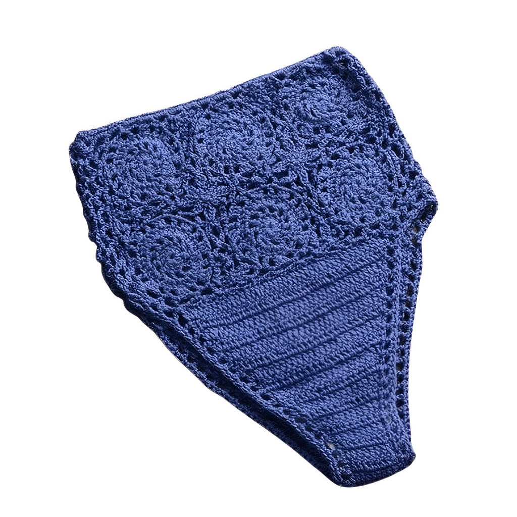 High Neck Blue Crochet Bikini Bottoms