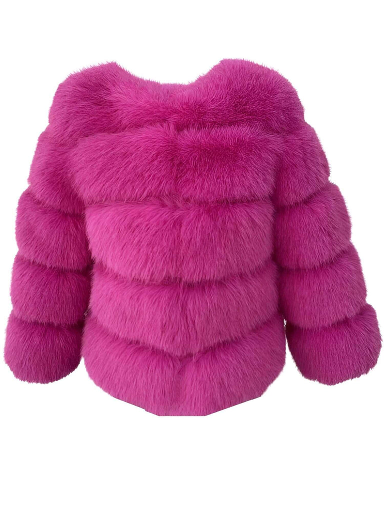 High Quality Faux Fox Deep Pink Fur Coats For Women - High Winter Fashion!