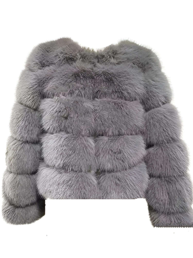 High Quality Faux Grey Fox Fur Coats For Women - High Winter Fashion!