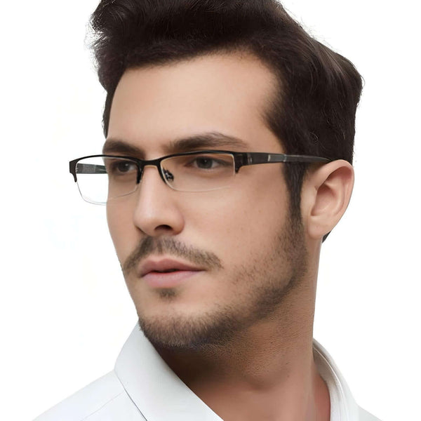 High Quality Half-Frame Diopter Black Glasses