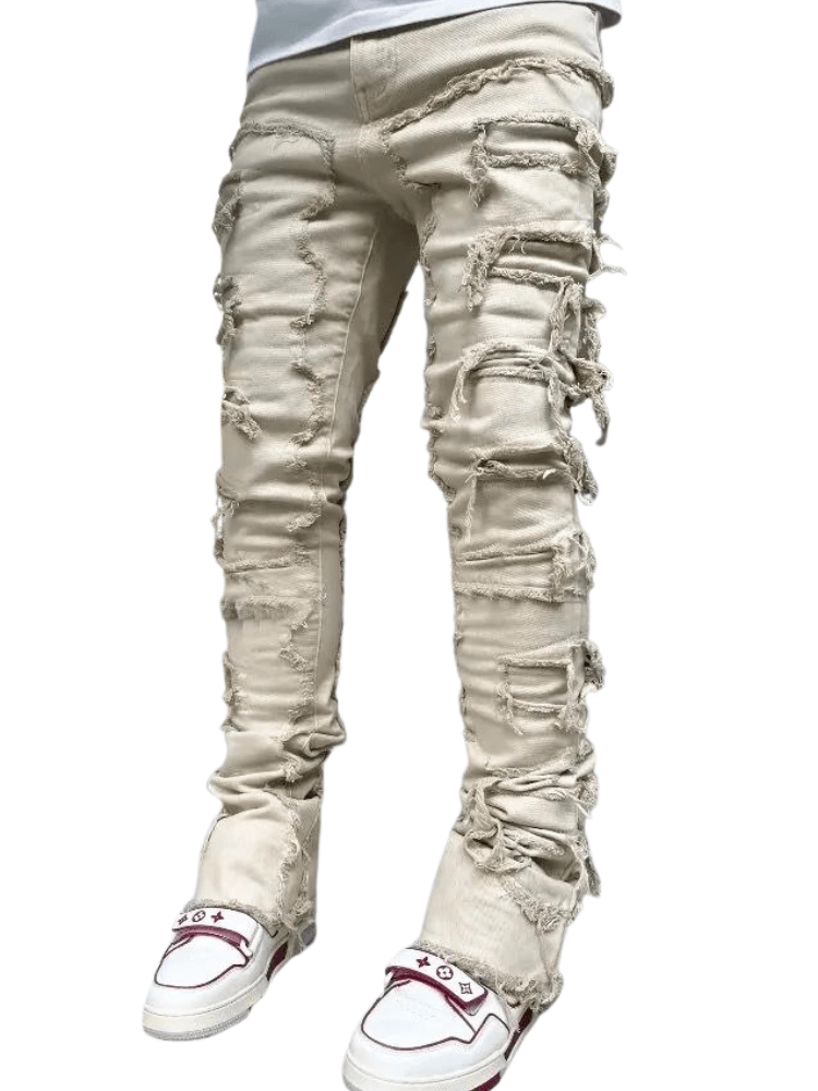 High Street Stacked Off White Jeans For Men