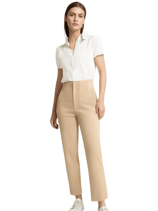 Trendy high waist ankle length pants with seam detail. Shop Drestiny for women's pants and enjoy free shipping plus tax covered! Be an influencer!