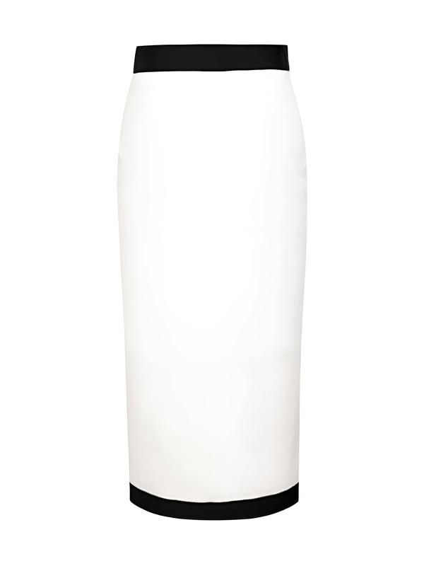 High Waist Button Patchwork White & Black Bodycon Bandage Skirt