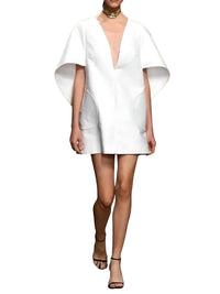 Thumbnail for White dress with cape sleeves on a white background