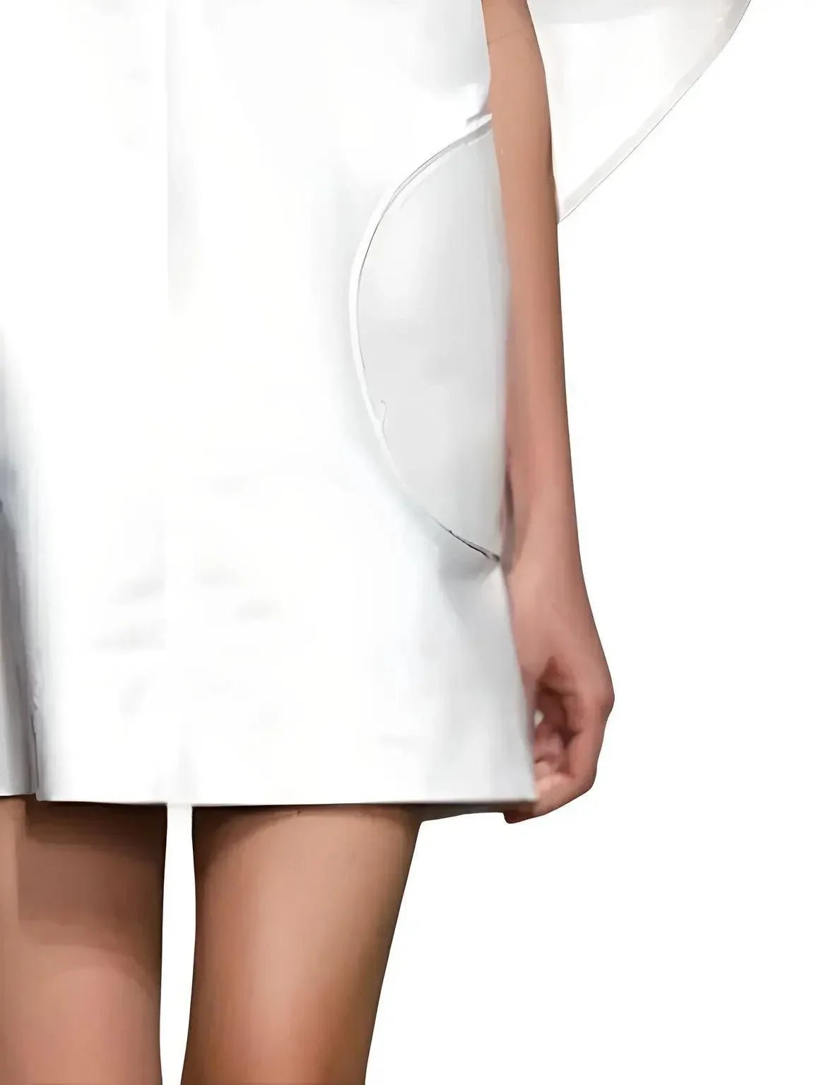 White dress with a fitted silhouette on a white background