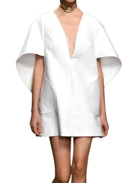 Thumbnail for White mini dress with cape sleeves on a white background