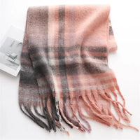 Thumbnail for Plaid scarf with fringes on a white background