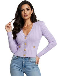 Thumbnail for High Fashion Women's Gold Button Cardigan Sweater Classic High Quality & Versatile