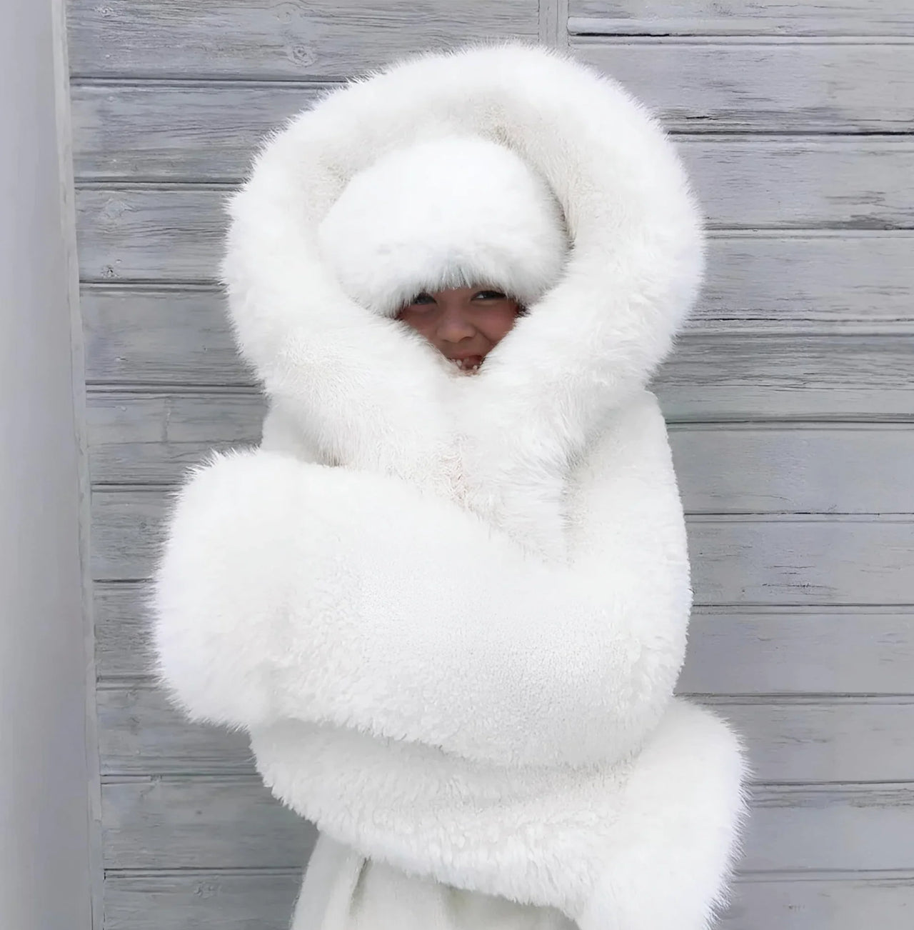 High Quality Faux Fur Coats Women's Hooded Fur Coat Cropped White Black Faux Fur Coat, Drestiny, Coats, Fur Coats, XS, S, M, L, XL, XXL, XXXL, 3XL, Black, White, Women's hooded fur jacket, Women's faux fur coat with hood, black faux fur coat, Shearling jacket with hood, United States, USA, Canada, Australia, New Zealand, United Kingdom, UK, women's white faux fur coat, shopdrestiny.com