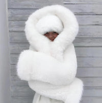 Thumbnail for High Quality Faux Fur Coats Women's Hooded Fur Coat Cropped White Black Faux Fur Coat, Drestiny, Coats, Fur Coats, XS, S, M, L, XL, XXL, XXXL, 3XL, Black, White, Women's hooded fur jacket, Women's faux fur coat with hood, black faux fur coat, Shearling jacket with hood, United States, USA, Canada, Australia, New Zealand, United Kingdom, UK, women's white faux fur coat, shopdrestiny.com
