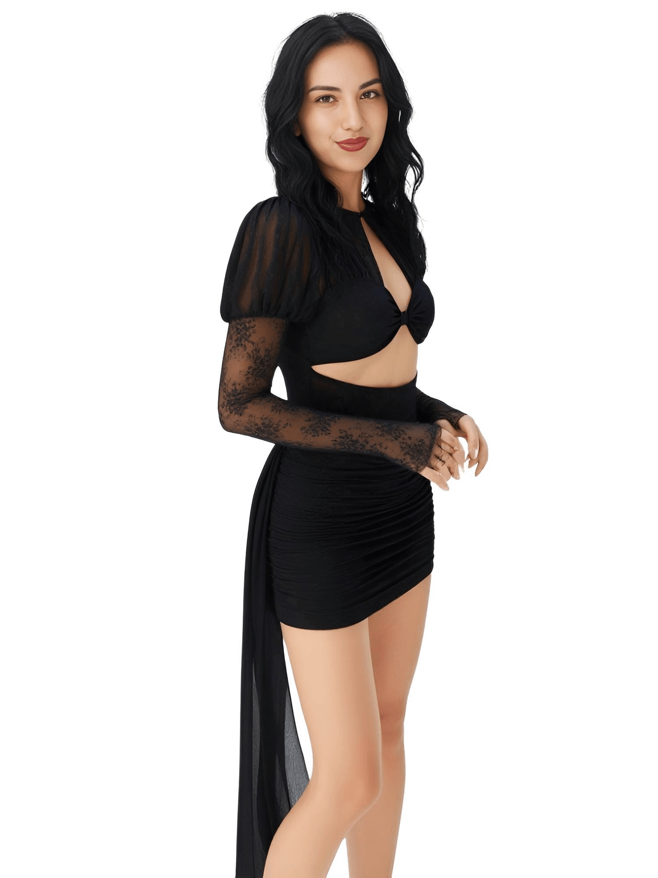 High Quality Red White Women's Long Sleeve Sexy Lace Draped Mini Dress Gloves Nightclub Party Celebrate Birthday Dress -, Dress , Drestiny , 10, 2, 4, 6, 8, Australia, FR, Gloves, L, Long Sleeves, M, Mini Dresses, New Zealand, Red, S, United Kingdom, United States, White, XS , Drestiny , Black, www.shopdrestiny.com