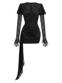 Thumbnail for High Quality Red White Women's Long Sleeve Sexy Lace Draped Mini Dress Gloves Nightclub Party Celebrate Birthday Dress -, Dress , Drestiny , 10, 2, 4, 6, 8, Australia, FR, Gloves, L, Long Sleeves, M, Mini Dresses, New Zealand, Red, S, United Kingdom, United States, White, XS , Drestiny , Black, www.shopdrestiny.com