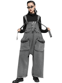 Thumbnail for High Waist Women's Denim Overalls Black Pocket Trousers New Loose Fit Pants Women Fashion Spring Autumn -, Overalls , Drestiny , Australia, Black, Blue, Casual Pants, FR, Jeans, New Zealand, Overalls, United Kingdom, United States , Drestiny , www.shopdrestiny.com