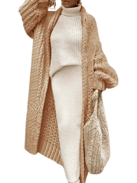 Thumbnail for Hollow Out Long Women's Cardigan Sweater Spring and Autumn Cardigan Coats Casual Solid Knitted Cardigan Loose Clothes Women Oversized Cardigan, Cardigans, Sweaters, Long Sleeves, Long Cardigans, Long Sweaters, Women's, S, M, L, XL, XXL, 2XL, 3XL, XXXL, White, Khaki, Black, Yellow, United States, Australia, United Kingdom, shopdrestiny.com