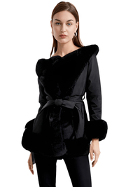 Thumbnail for Hooded Fur Coats For Women With Belt and Fur Lining Inside -, Coats , Drestiny , Australia, Beige, Black, Brown, Camel, Canada, Coats, Jackets, L, M, New Zealand, S, United Kingdom, United States, XL, XXL, XXXL , Drestiny , www.shopdrestiny.com
