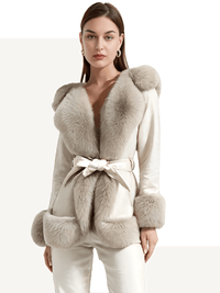 Thumbnail for Hooded Fur Coats For Women With Belt and Fur Lining Inside -, Coats , Drestiny , Australia, Beige, Black, Brown, Camel, Canada, Coats, Jackets, L, M, New Zealand, S, United Kingdom, United States, XL, XXL, XXXL , Drestiny , www.shopdrestiny.com